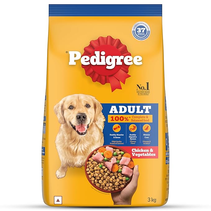 Pedigree Adult Dry Dog Food, Chicken & Vegetables, 2.8kg, Contains 37 Essential Nutrients, 100% Complete & Balanced Food for Adult Dogs