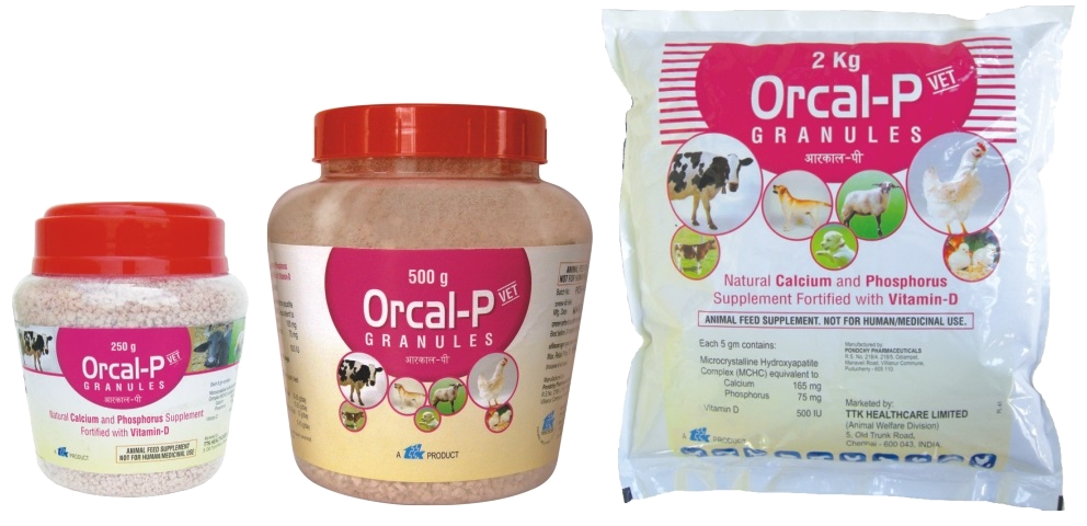 Orcal -P Vet Calcium & Phosphorus Supplements Fortified with Vitamin D for Cow,Buffalo,Horse,Goat,Sheep & Poultry Small & Lagre Pet Birds & Animals (5kg)